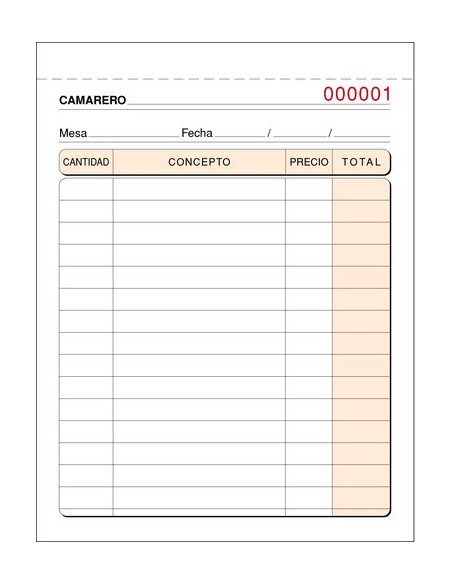 TALONARIO CAMAREROS 8º DUP.NUMER. LOAN - Pack de 10 unidades